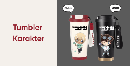 Tumbler karakter anime Conan warna putih dan hitam edisi koleksi