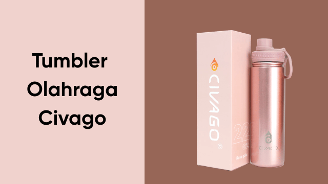 Tumbler olahraga Civago warna pink dengan kotak kemasan
