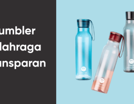 Tumbler olahraga transparan berbagai warna - biru, merah, dan putih