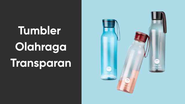 Tumbler olahraga transparan berbagai warna - biru, merah, dan putih